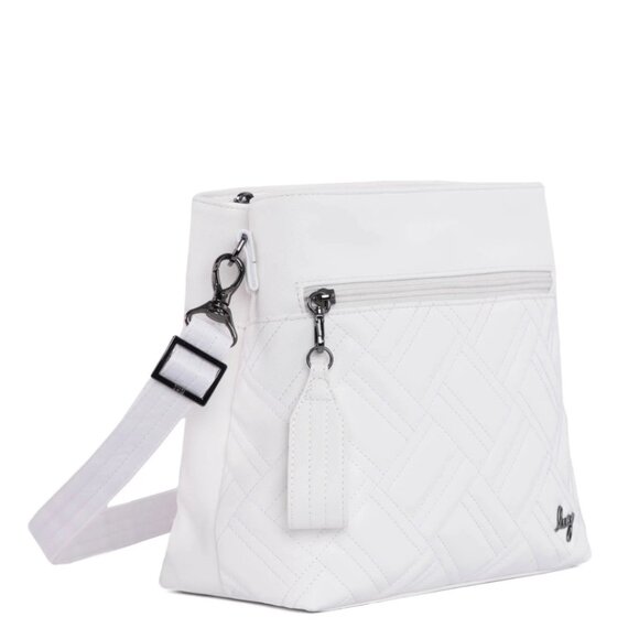 lug Handbags - Lug Double Dip Satin Luxe VL Crossbody Bag in White NEW